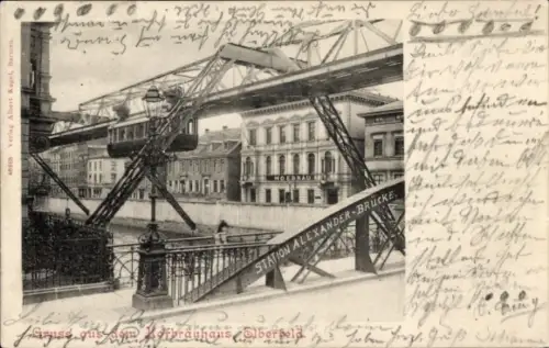 Ak Elberfeld Wuppertal, Hofbräuhaus, Schwebebahn, Station Alexander-Brücke