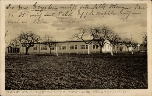 Ak Friedrichshafen am Bodensee, Baracken der Luftschiffer-Kompagnie