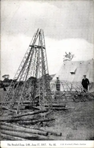 Ak Zeppelin L 48, abgeschossenes Militärluftschiff, 17. Juni 1917