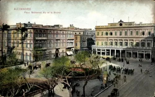 Ak Alexandria Ägypten, Place Mohamed Aly et la Bourse