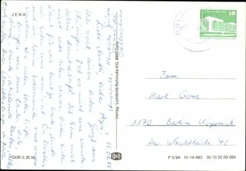 Ak Jena in Thüringen, Luftbild vom Ort