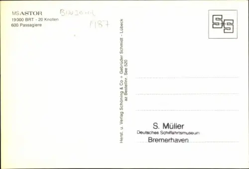 Ak Kreuzfahrtschiff MS Astor