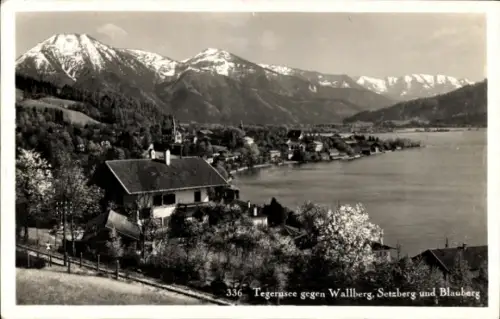 Ak Tegernsee in Oberbayern,  Wallberg, Setzberg, Blauberg, Berge, See