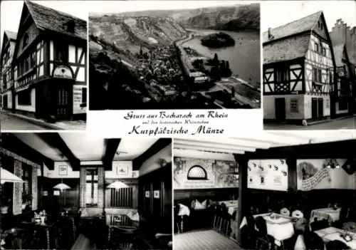 Ak Bacharach am Rhein, Gruss aus   Weinstuben, Kurpfälzische Münze
