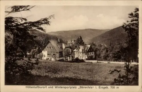 Ak Bärenstein Altenberg Erzgebirge, Höhenluftkurort  700 m, Landschaft, Gebäude