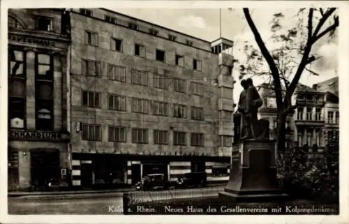 Ak Cöln Köln am Rhein, Neues Haus des Gesellenvereins, Kolpingdenkmal, Köln