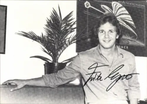 Autogrammkarte Moderator Fritz Egner, Portrait, Autogramm