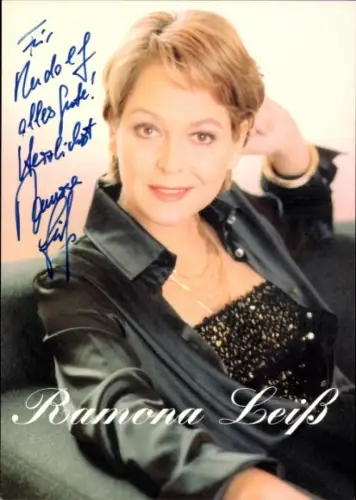 Autogrammkarte Moderatorin Ramona Leiß, Portrait, Autogramm