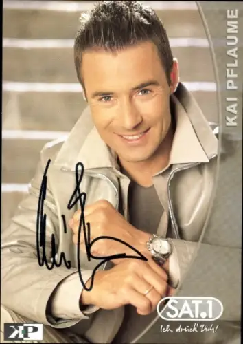 Autogrammkarte Moderator Kai Pflaume, Portrait, Autogramm