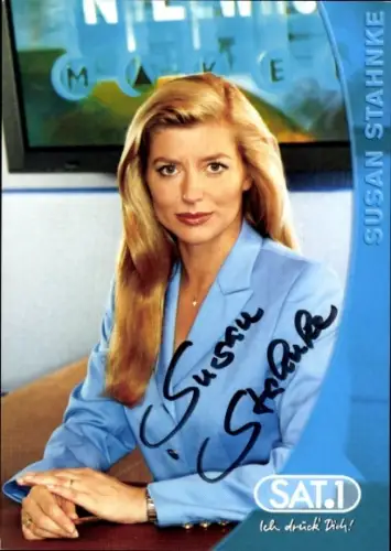 Autogrammkarte Moderatorin Susan Stahnke, Portrait, Autogramm