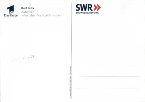 Autogrammkarte Moderator Kurt Felix, Portrait, Autogramm