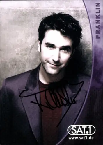 Autogrammkarte Moderator Franklin, Portrait, Autogramm
