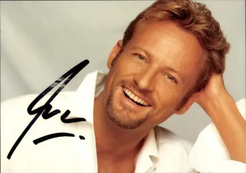 Autogrammkarte Moderator Uwe Hübner, Portrait, Autogramm