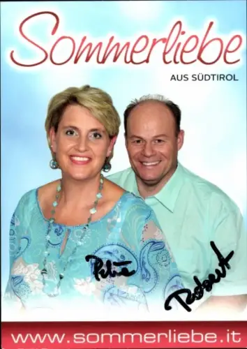 Autogrammkarte Gesangsduo Sommerliebe, Portrait, Autogramme