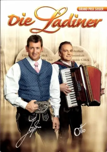 Autogrammkarte Gesangsduo Die Ladiner, Portrait, Autogramme