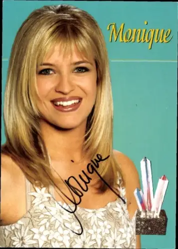 Autogrammkarte Sängerin Monique, Portrait, Autogramm