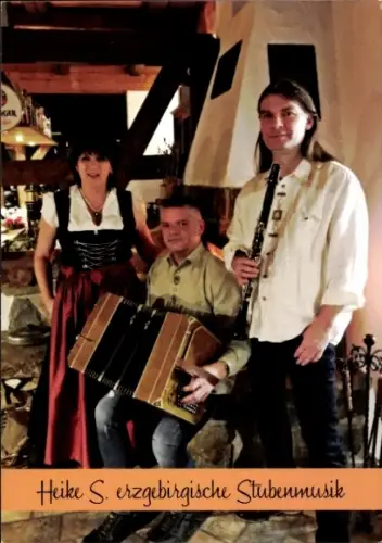 Autogrammkarte Musiktrio Heike S. erzgebirgische Stubenmusik
