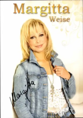 Autogrammkarte Sängerin Margitta Weise, Portrait, Autogramm