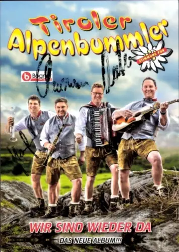 Autogrammkarte Tiroler Alpenbummler, Portrait, Autogramme