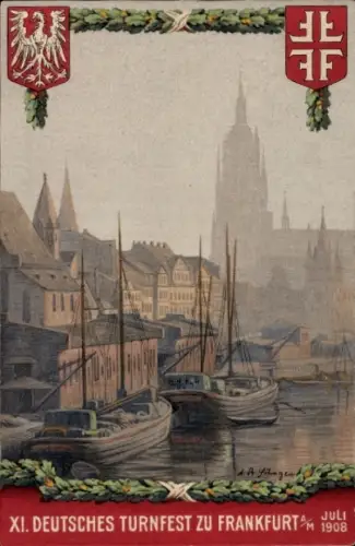 Wappen Künstler Ak Söhngen, Frankfurt am Main, XI. Deutsches Turnfest 1908