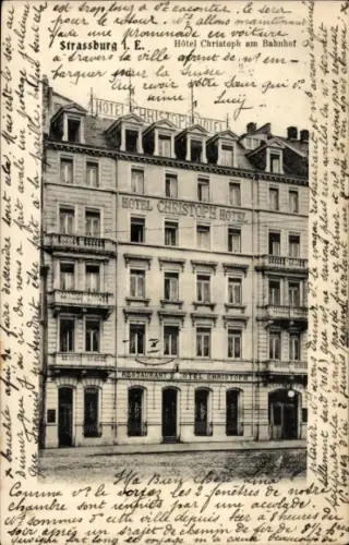 Ak Strasbourg Straßburg Elsass Bas Rhin, Hotel Christoph am Bahnhof