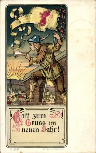 Ak Glückwunsch Neujahr, Gott zum Gruß, Sonnenaufgang