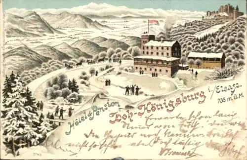 Litho Orschwiller Orschweiler Elsass Bas Rhin, Hohkönigsburg, Hotel-Pension