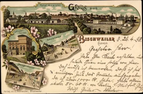 Litho Bischwiller Bischweiler Elsass Bas Rhin, Schulstraße, Offizier-Casino