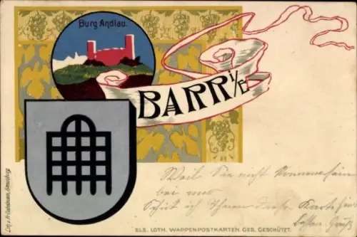 Wappen Litho Barr Elsass Bas Rhin, Burg Andlau