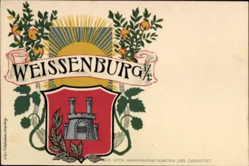 Wappen Litho Wissembourg Weißenburg Elsass Bas Rhin, Stadtwappen