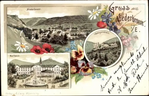 Litho Niederbronn les Bains Bad Niederbronn Elsass Bas Rhin, Gesamtansicht, Kurhaus