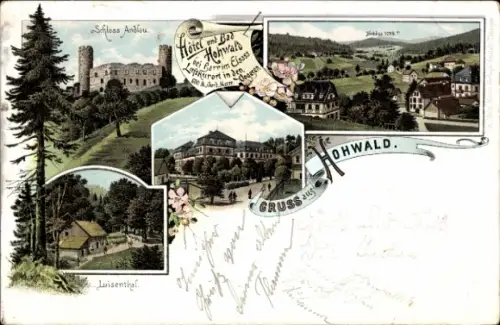 Litho Le Hohwald Elsass Bas Rhin, Gesamtansicht, Schloss, Luisenthal