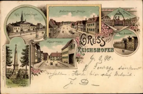 Litho Reichshoffen Reichshofen Elsass Bas Rhin, Niederbronner Straße, Kirche, Hauptstraße