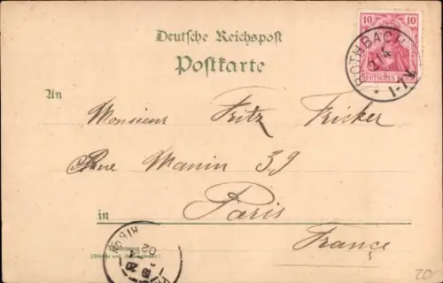 Litho Rothbach Elsass Bas Rhin, Gesamtansicht, Gasthaus zum Grünen Baum