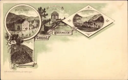 Litho Schirmeck Elsass Bas Rhin, Gesamtansicht, Hotel Vogt