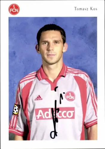 Autogrammkarte Tomasz Kos, 1. FC Nürnberg, Portrait, Autogramm