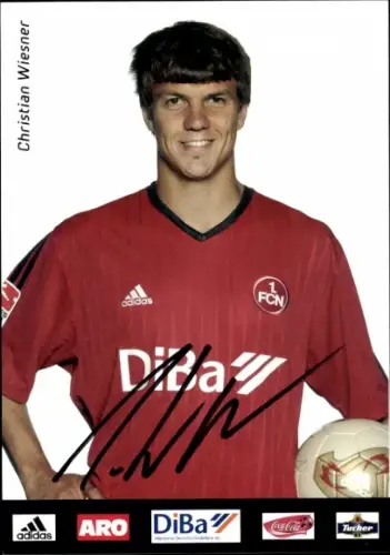 Autogrammkarte Christian Wiesner, 1. FC Nürnberg, Portrait, Autogramm