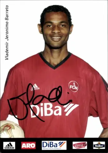 Autogrammkarte Vlademir Jeronimo Barreto, 1. FC Nürnberg, Portrait, Autogramm