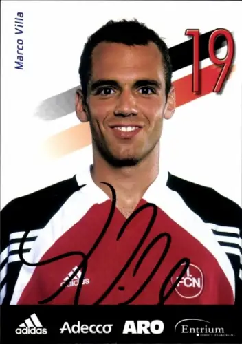 Autogrammkarte Marco Villa, 1. FC Nürnberg, Portrait, Autogramm