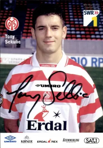 Autogrammkarte Tony Sekulic, 1. FSV Mainz 05, Portrait, Autogramm