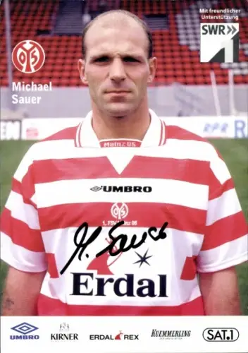 Autogrammkarte Michael Sauer, 1. FSV Mainz 05, Portrait, Autogramm