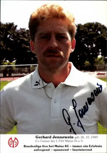 Autogrammkarte Gerhard Jennewein, Co-Trainer, 1. FSV Mainz 05, Portrait, Autogramm