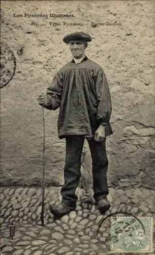 CPA Les Pyrenees, Mann in Tracht