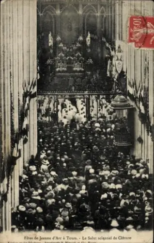 CPA Tours Indre et Loire, Fêtes de Jeanne d'Arc, Le Salut solennel de Clôture