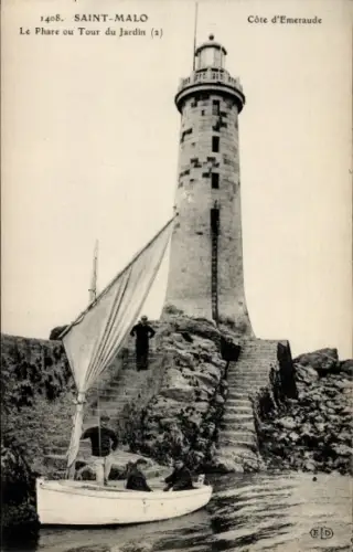 CPA Saint Malo Ille et Vilaine Bretagne, Le Phare ou Tour du Jardin
