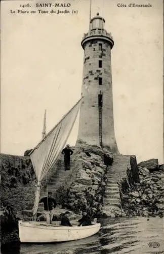 CPA Saint Malo Ille et Vilaine Bretagne, Le Phare ou Tour du Jardin