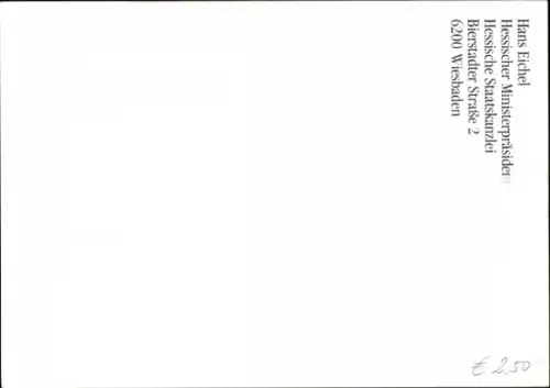 Ak Politiker Hans Eichel, Portrait, Autogramm