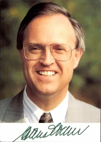 Autogrammkarte Politiker Hans Eichel, Portrait, Autogramm