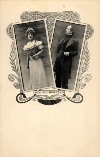 Jugendstil Ak Schriftsteller Edmond Rostand mit Ehefrau, Portrait