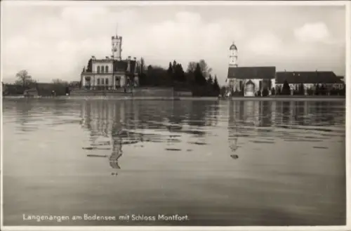 Ak Langenargen am Bodensee, Langenargen am Bodensee, Schloss Montfort, Wasseransicht